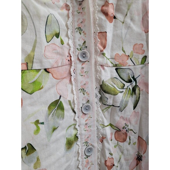 Caroline Constas Linen Blend Maxi Dress NWT Small Floral Button Front Prairie - Picture 6 of 11